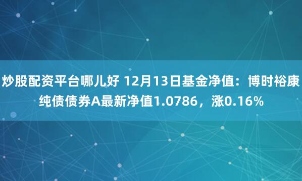 炒股配资平台哪儿好 12月13日基金净值：博时裕康纯债债券A最新净值1.0786，涨0.16%
