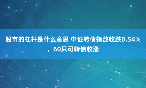 股市的杠杆是什么意思 中证转债指数收跌0.54%，60只可转债收涨