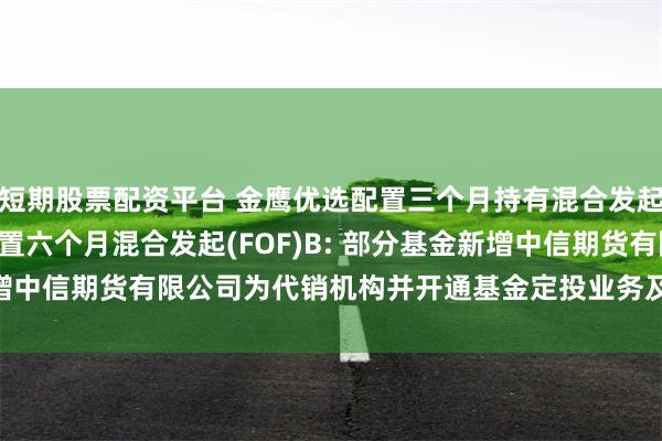 短期股票配资平台 金鹰优选配置三个月持有混合发起(FOF)B,金鹰稳进配置六个月混合发起(FOF)B: 部分基金新增中信期货有限公司为代销机构并开通基金定投业务及费率优惠的公告