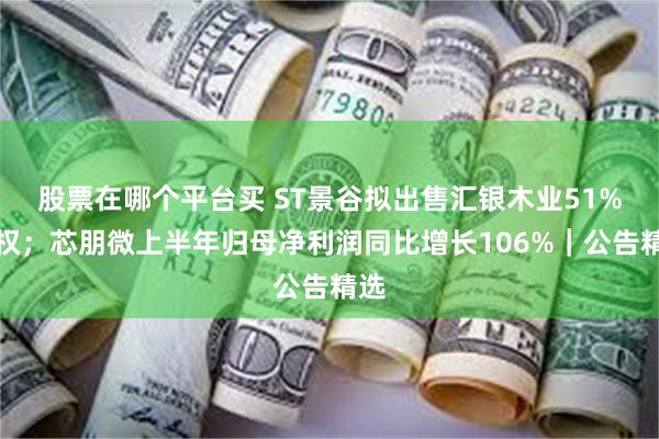 股票在哪个平台买 ST景谷拟出售汇银木业51%股权；芯朋微上半年归母净利润同比增长106%｜公告精选
